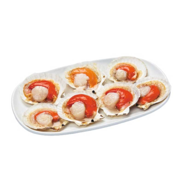 1/2 Shell Scallop Roe On | Kerang Kekapis Dengan Telur | 半壳扇贝 10/12 (5-6 Pcs)